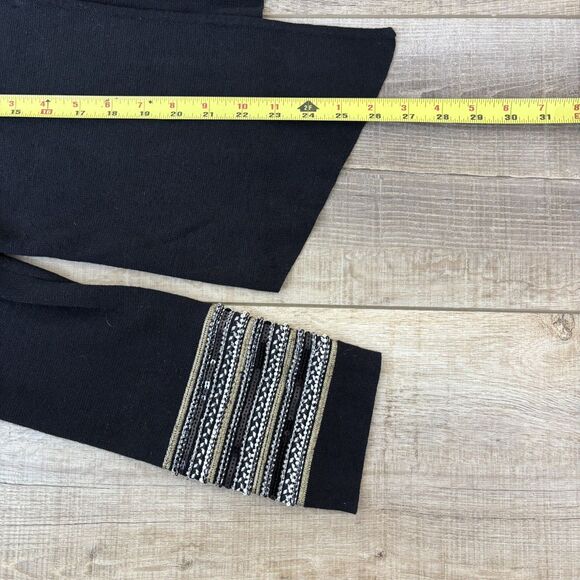 Chicos Women Black Open Front Beaded Cardigan Size 1 Mature Glam Christmas Party - Picture 11 of 15